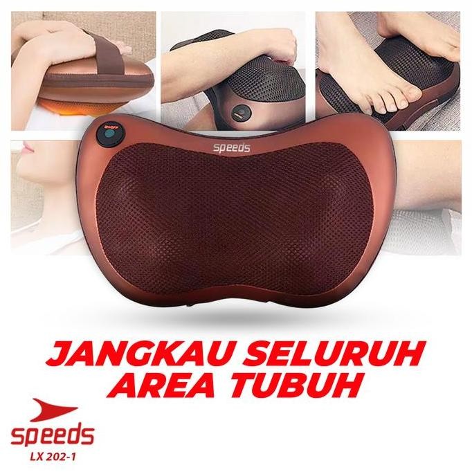 Original SPEEDS Bantal Pijat Elektrik 8 Bola 3in1 - Massager Leher Kaki Punggung Portable