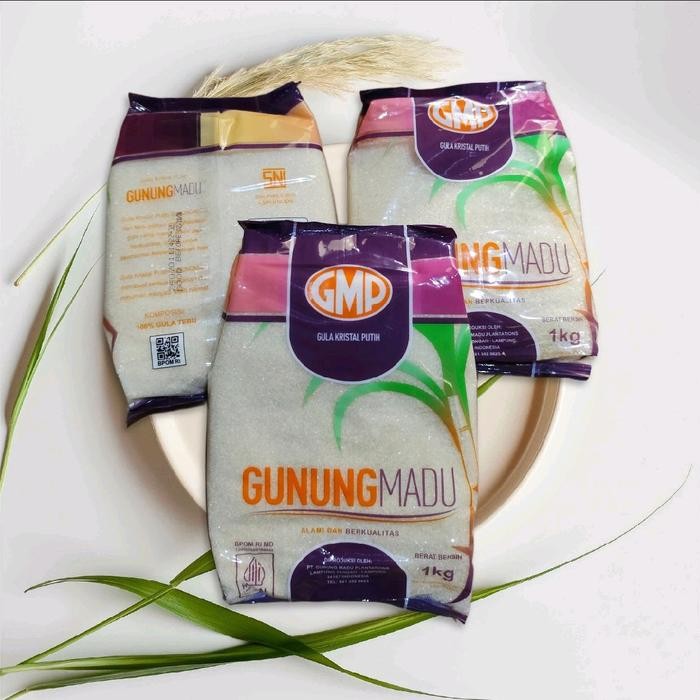 

( 3 Pack ) Gmp Gula Pasir Gunung Madu 1 Kg Gula Kristal Putih -Gratisongkir