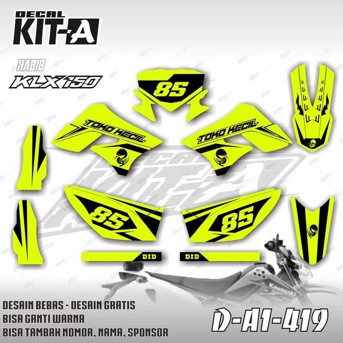 Decal klx 150 kuning hijau stabilo super motor