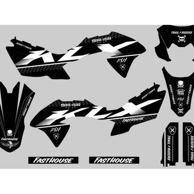 Decal kawasaki klx 150 bf stiker klx 150 bf hitam putih motif fasthouse full body