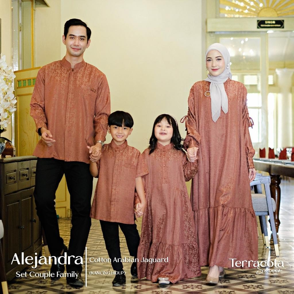 Bsh Alejandra Set Couple Dress Kurta Muslim Cotton Arabian Jaguard Motif Batik Gamis Koko Baju Sarim