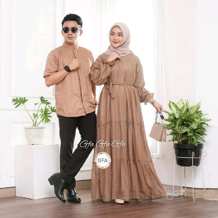 Bsh Couple Keluarga Koko Gamis Brokat, Sarimbit Gamis Maheera Family Muslim
