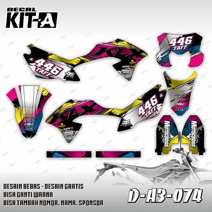 Decal Kawasaki KLX BF motif abstrak fullcolor D-A3-074