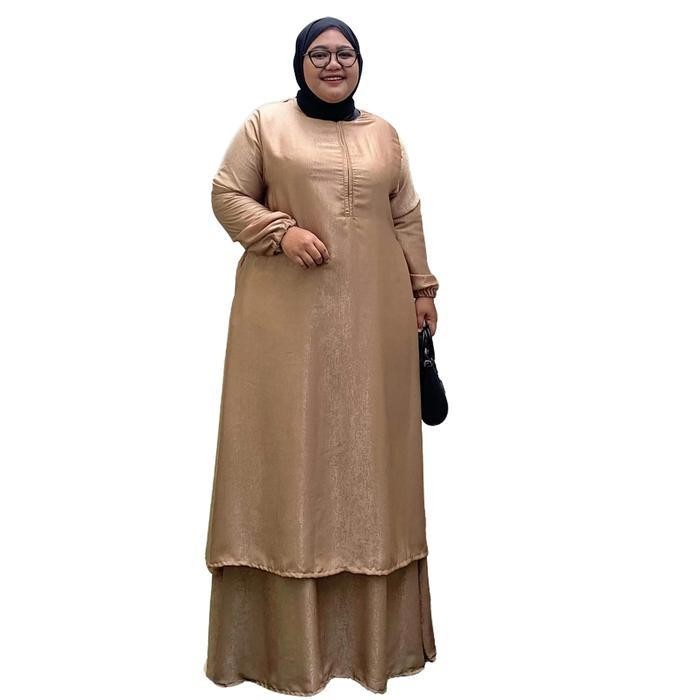 EF Zeba | Olin Gaun Pesta Jumbo Mewah LD 120 130 140 150 Baju Kurung Gamis 2 Layer Dress Lebaran Ang