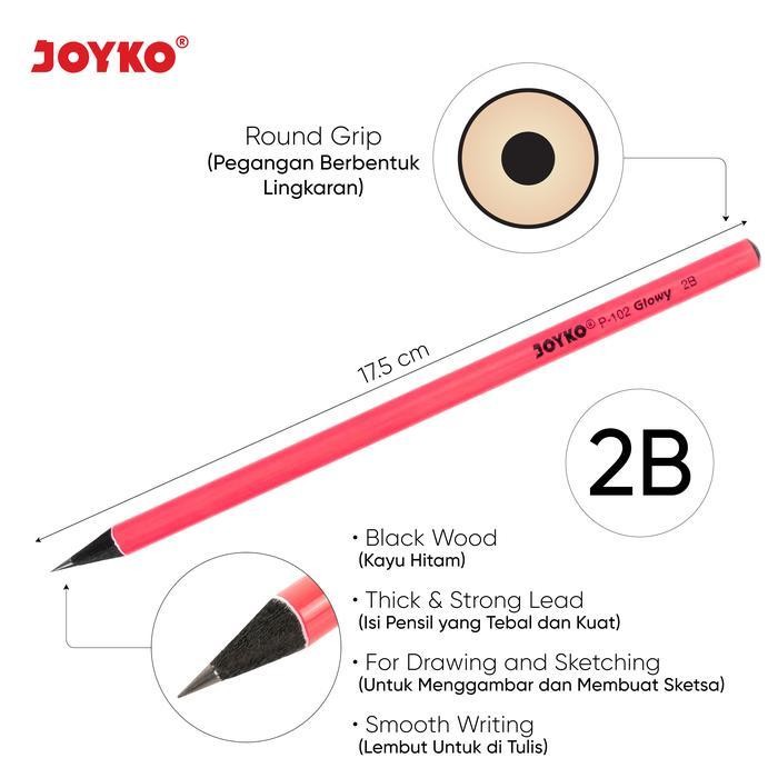 

WSS Pencil / Pensil Joyko P-102 / 2B / Glowy / 1 BOX 12 PCS