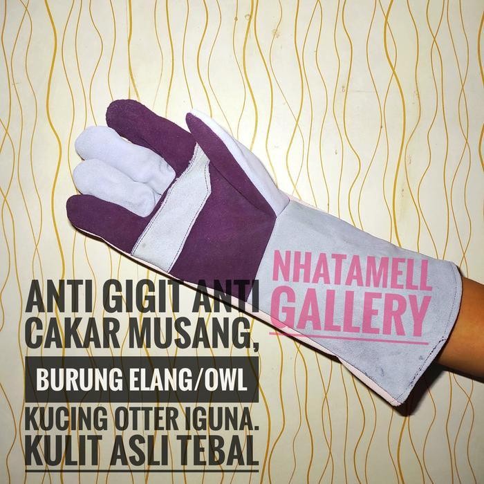 PZM Gloves kulit suedeu tebal motif warna acak/random anti cakar gigit duri kucing musang elang groo