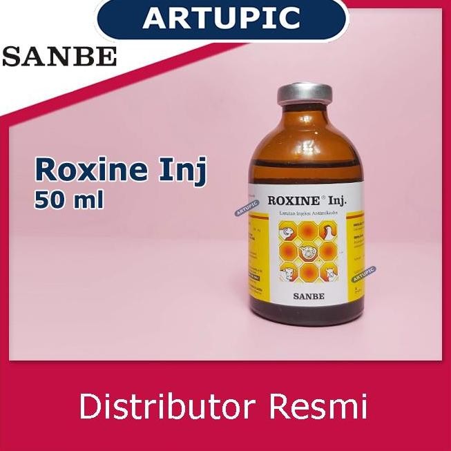Roxine Inj 50 ml Antibiotik Enrofloxacine Hewan Ternak Sanbe