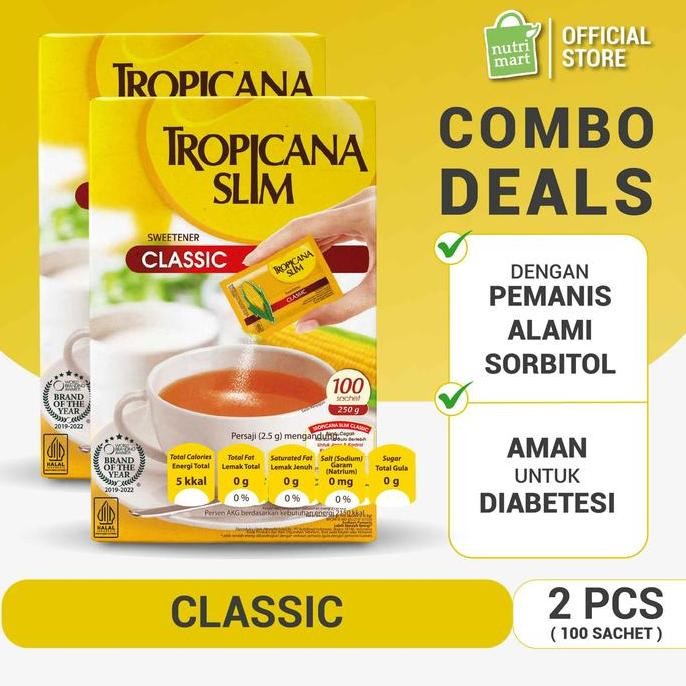 

terbaru tropicana slim classic 100 sachet gula rendah kalori pengganti gula sehat
