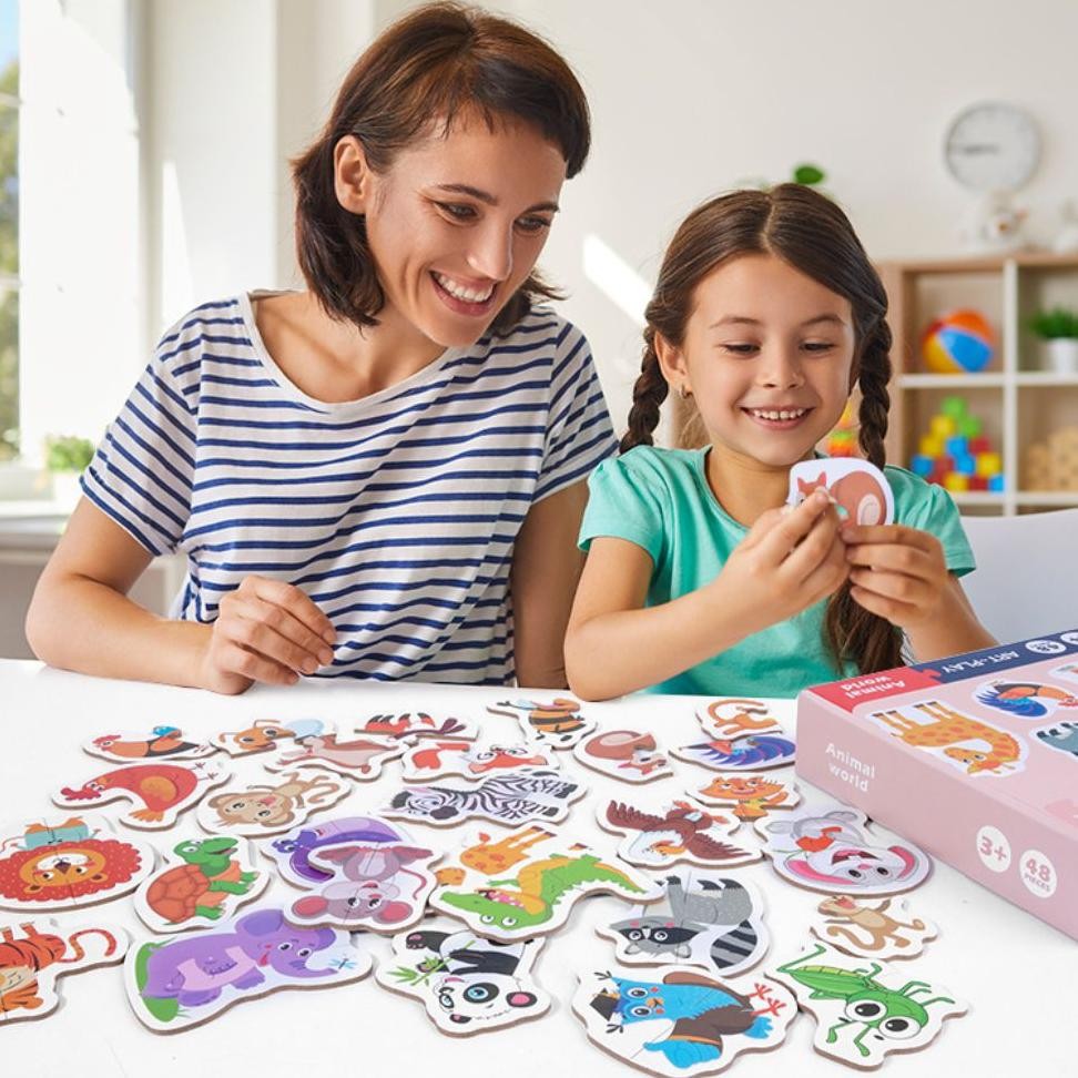 Ty-65 Vex-2126 Mk118 Mainan Edukasi Anak Cognitive Jigsaw Puzzle Maching Lucu Gambar Hewan, Kendaraa