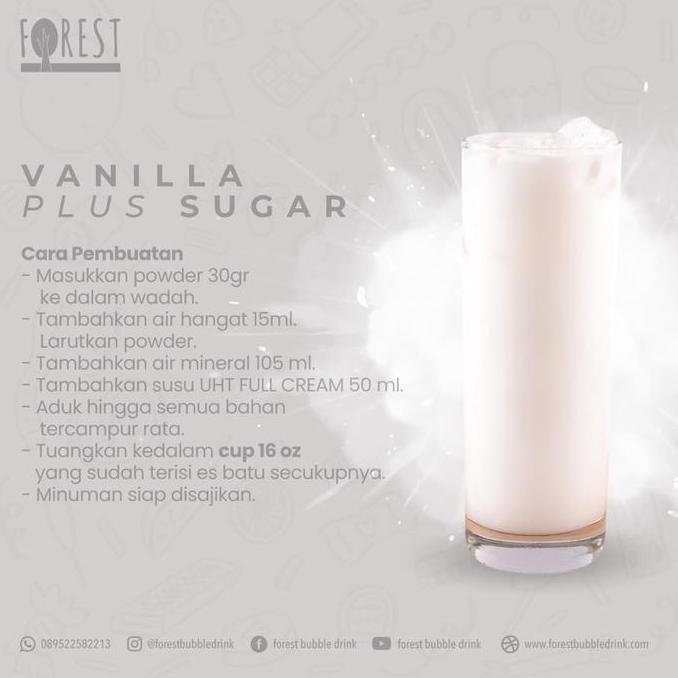 

Baru Forest Bubuk Minuman Vanilla 1Kg Plus Gula - Vanilla Milkshake Powder Drink