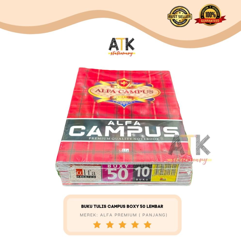 

Siap Kirim Buku Tulis Boxy Campus Alfa Premium 50 Lembar - 1 Pack Isi 10 Buku