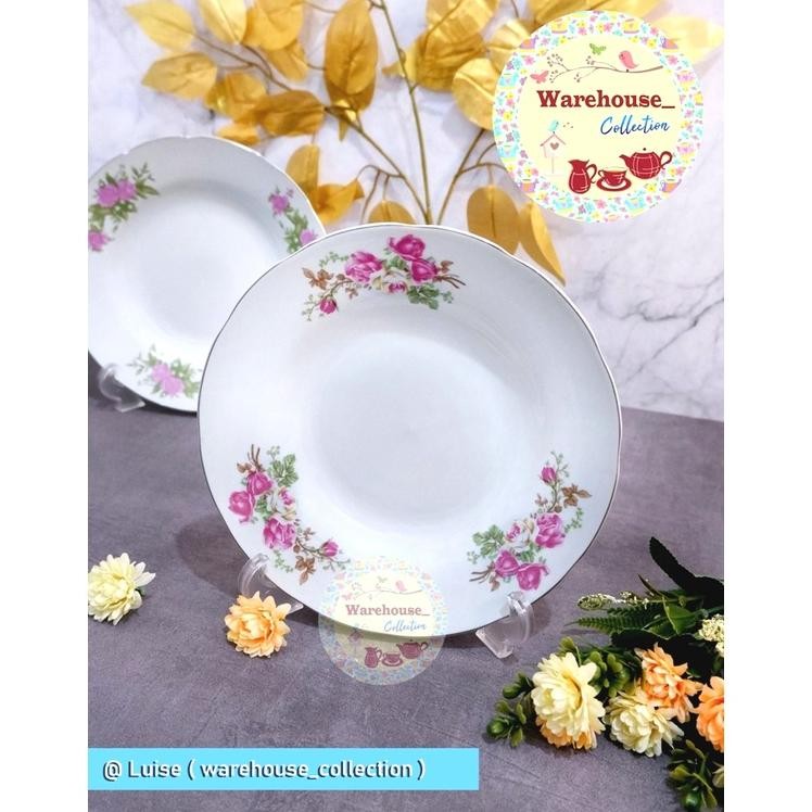 Terlaris Piring Jadul-Piring Makan Sango 8"Inch Keramik Motif Kembang Jadul /Per-Bj