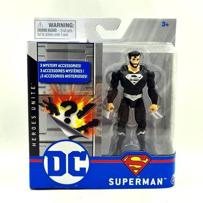 Action Figure Heroes Unite Superman Black 4 Inch - Spin Master