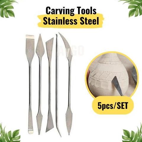 

5Pcs/Set Stainless Steel Carving Tools, Wax Clay Pottery Carving Modeling Tools