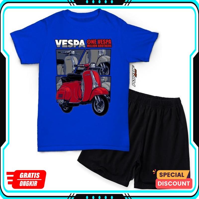 Terjamin - - Baju Kaos Setelan Anak Motor Vespa Laki Perempuan Eh-85