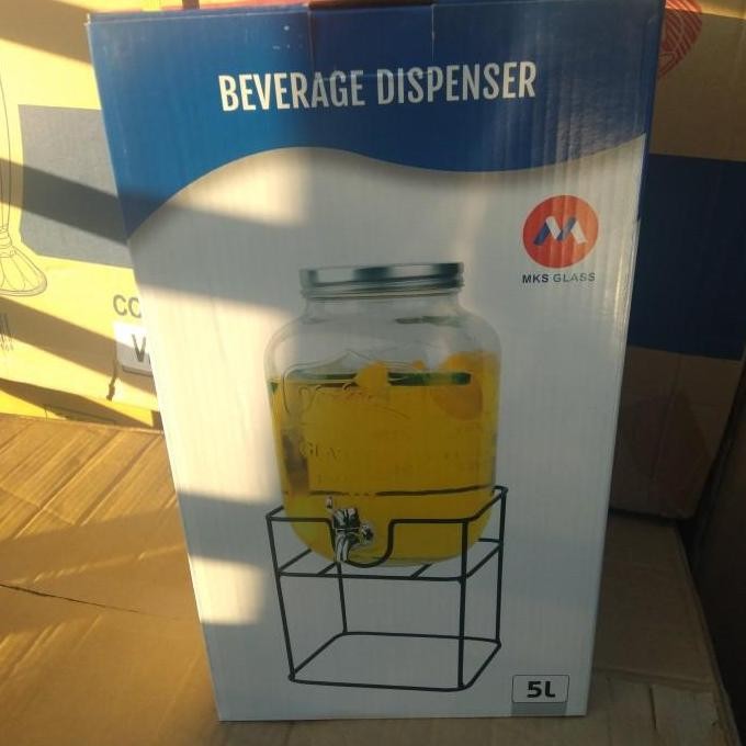 dispenser kaca kran kapasitas 5 liter /drink jar TS