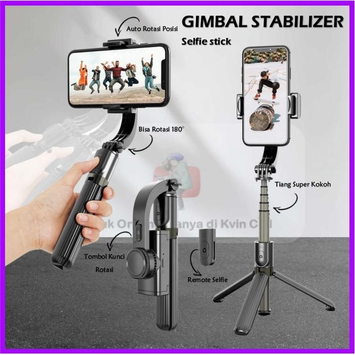 Gimbal Stabilizer Hp Handphone Auto Balance Selfie Stick 3 In 1 Tripod Tongsis Bluetooth Remote Cont
