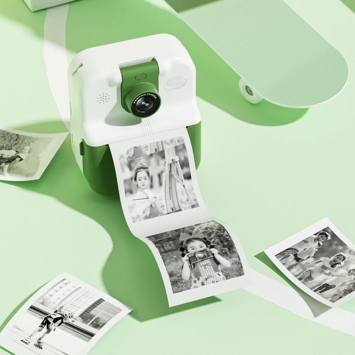 Aimo P02 Kamera Anak Printing Photo Machine Mini Sticker Label Printer Foto Mirip Polaroid Tanpa Tin