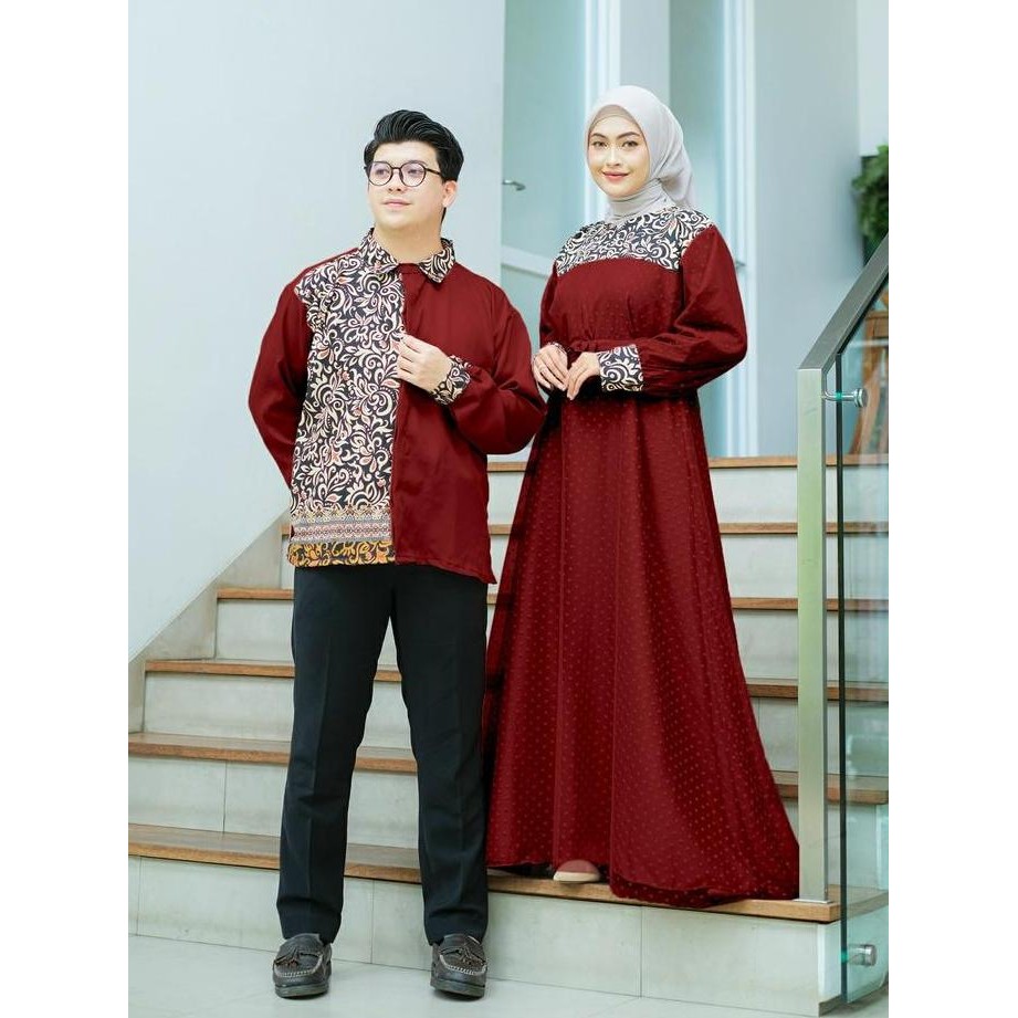 COUPLE BATIK FAIZAL BAJU COUPLE CEWEK COWOK BAJU COUPLE KEKINIAN GAMIS DAN KEMEJA FASHION MUSLIM BIS