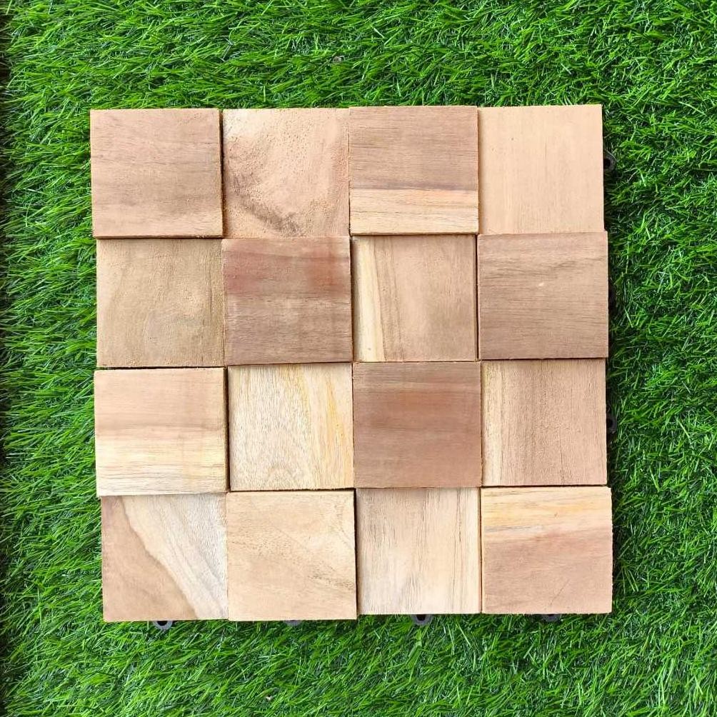 Wall Panel Jati Kotak 3D Wood Panel Hiasan Dinding Kayu Jati Nugi