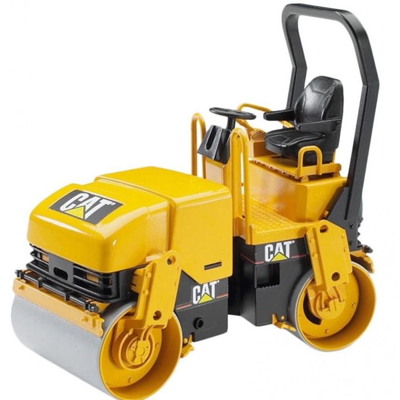 Un04 Bruder 2433 Cat Asphalt Drum Compactor - Mainan Miniatur Truk Penghalus Aspal