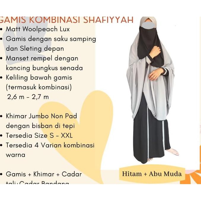 Gamis Syari Set Kombinasi Dewasa/Gamis Syari Set Kombinasi Wolfis Lux