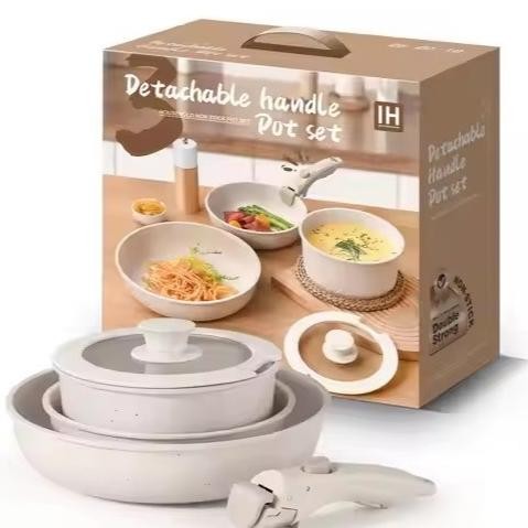 Set Peralatan Masak 5 Buah Set Peralatan Masak Anti Lengket Pegangan Dapat Dilepas Peralatan Masak D