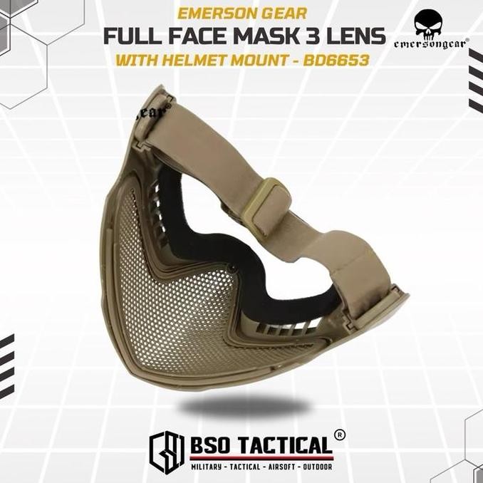 Emerson Gear Tactical Full Face Mask 3 Lens For Fast Helmet
