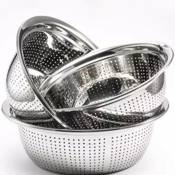 Baskom Saringan Stainless Steel Baskom Tirisan Buah Sayur Beras