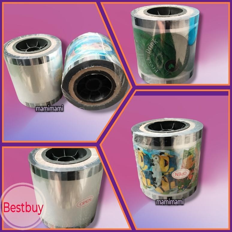 Plastik Seal Cup Polos - Motif Plastic Lid Sealer Cup Motip (Kartun Buah Daun Teh Drink 4in1 Thank y