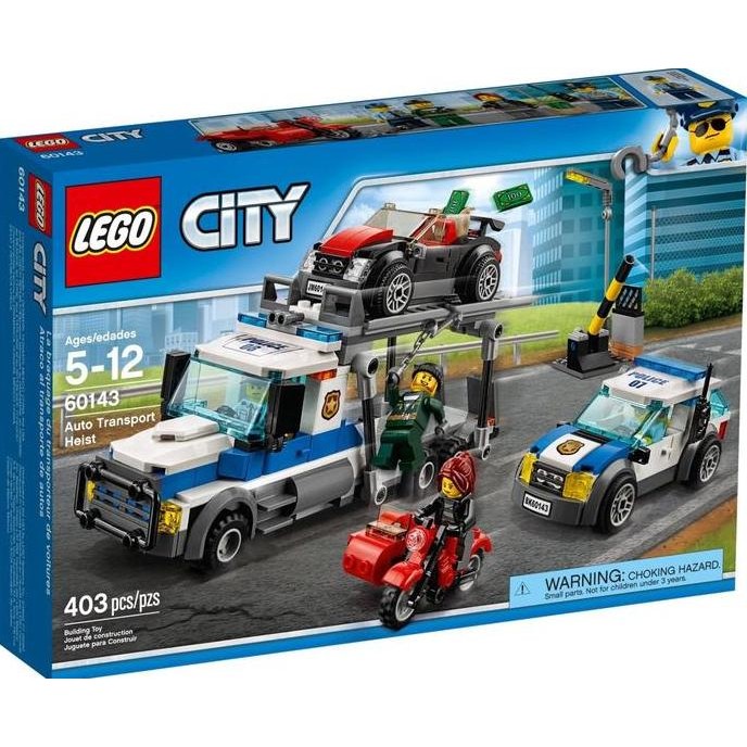 LEGO City-60143 Auto Transport Heist Set Kid Toy Police Cop Motor Car