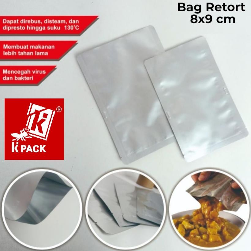 [100 pcs] BAG RETORT 8x9 Aluminium Foil Retort / Tahan Panas / Steril FOOD GRADE Kpack Nugi