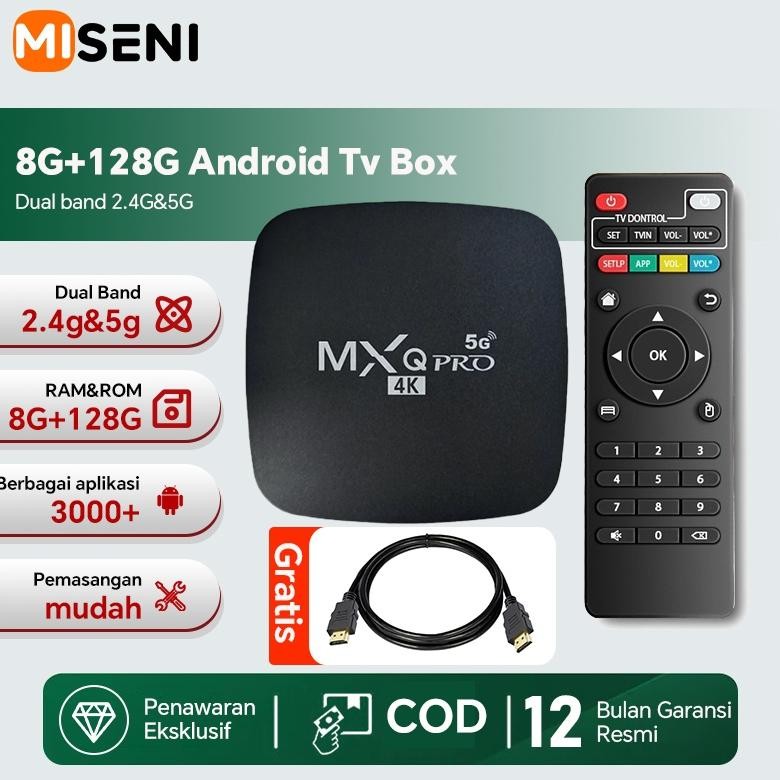 MISENI Ram 8+128GB 2.4G/5G Wifi Android TV BOX 100% Original Advanced  MXQ Pro Indihome Digital Onli