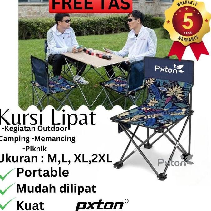 SALE PXTON KURSI LIPAT OUTDOOR BANGKU CAMPING RINGAN KUAT + GARANSI 5 TAHUN