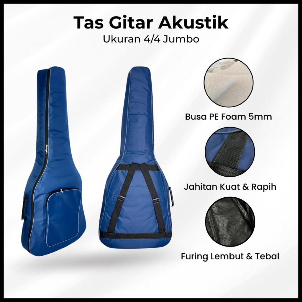 TAS GITAR AKUSTIK JUMBO RANSEL - BUSA 5MM TEBAL & KUAT | TAHAN AIR RINGAN