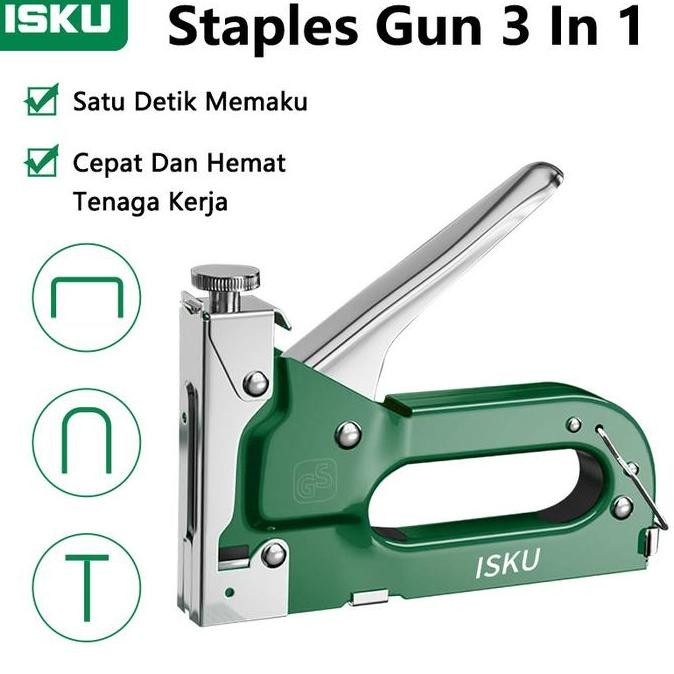 

ISKU staples tembak/stapler gun 3 in 1 tacker bisa 3 jenis staples