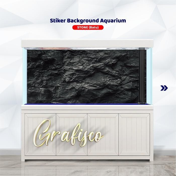 AL Background Aquarium, Stiker Aquarium , Wallpaper Aquarium, Tema Batu