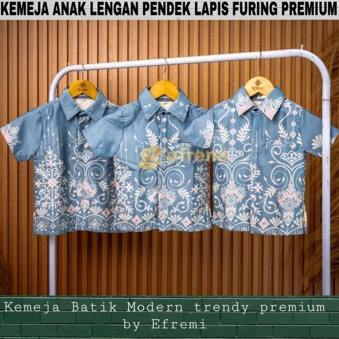 KEMEJA BATIK SATIN ANAK LAKI LAKI KEMEJA SARIMBIT KELUARGA COUPLE