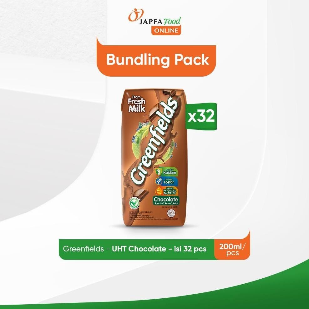 

NO_MORE Greenfields Susu UHT Chocolate 200ml - Isi 32 pcs - 100% Fresh Milk dari Greenfields Farm