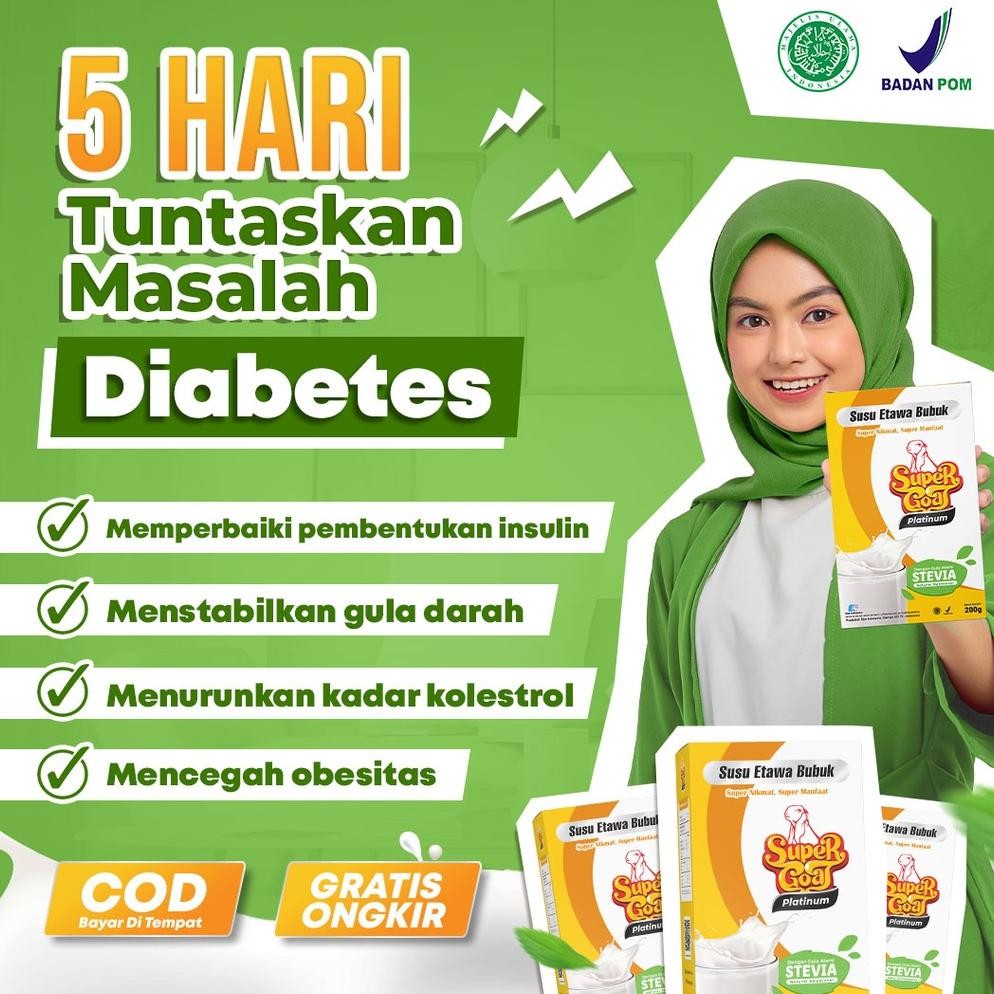 

NO_MORE Supergoat Platinum Membantu Menstabilkan Diabetes Susu Stevia Kambing Etawa Bubuk 1 Box @200gr