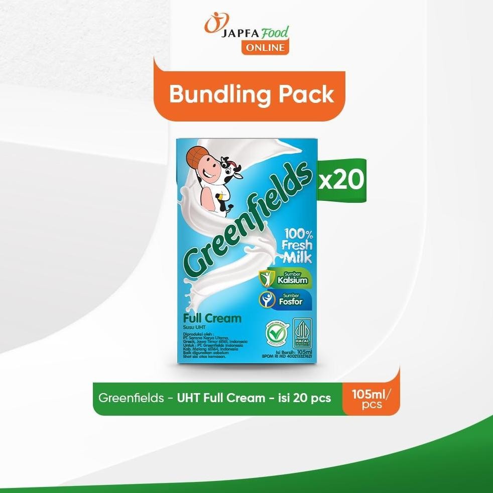 

NO_MORE Greenfields Susu UHT Full Cream 105 ml - isi 20 pcs -100% Fresh Milk dari Greenfields Farm
