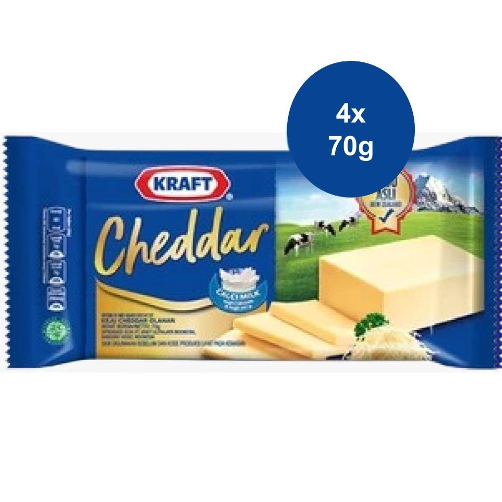 

NO_MORE Kraft Keju Cheddar Box 70g, ukuran ekonomis untuk masak kue dan burger (4 pcs)