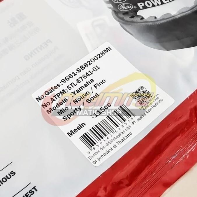 Vanbelt Gates Powerlink V Belt Yamaha Mio Sporty Fino Karbu Nouvo