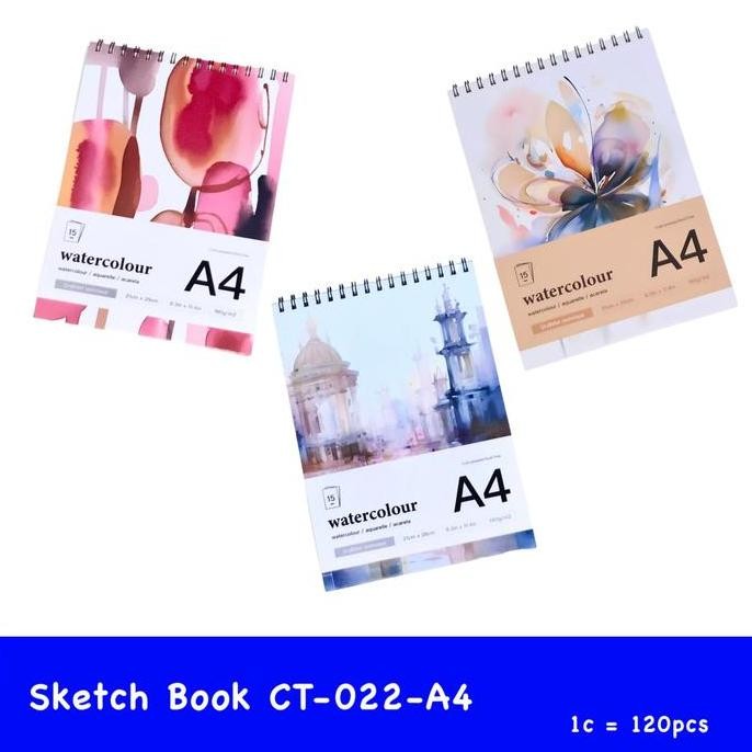 

.........] water color book cold press ring ukuran a4 ( 21 x 29 cm) ring kawat ( dry & wet technique) isi 15 lembar 180 gsm davies