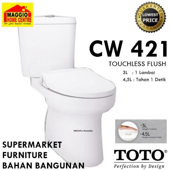 Kloset Duduk Toto Touchless - Kloset Toto Cw 421 Eco 3/4,5L - Toto