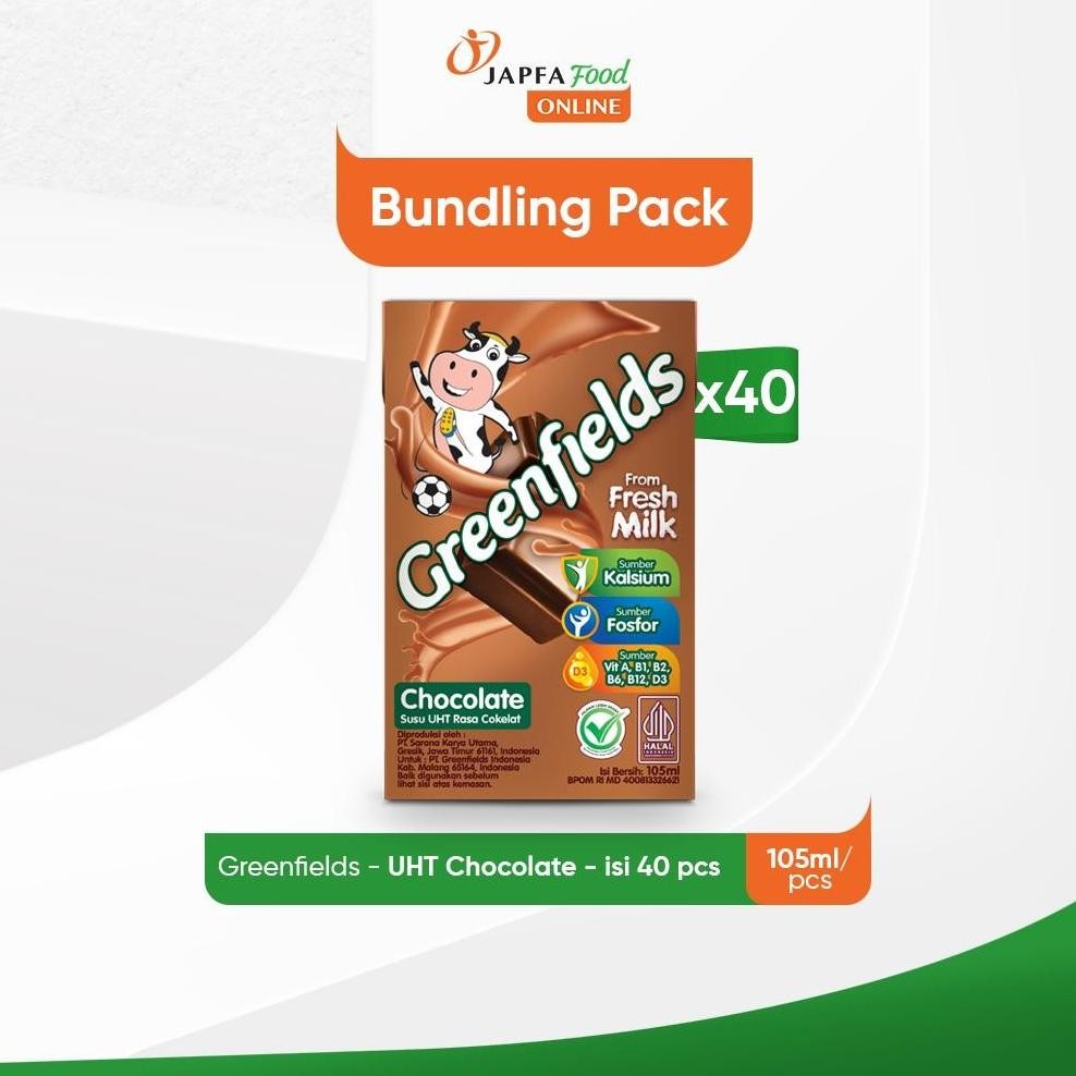 

NO_MORE Greenfields Susu UHT Chocolate 105 ml - Isi 40 pcs - 100% Fresh Milk dari Greenfields Farm