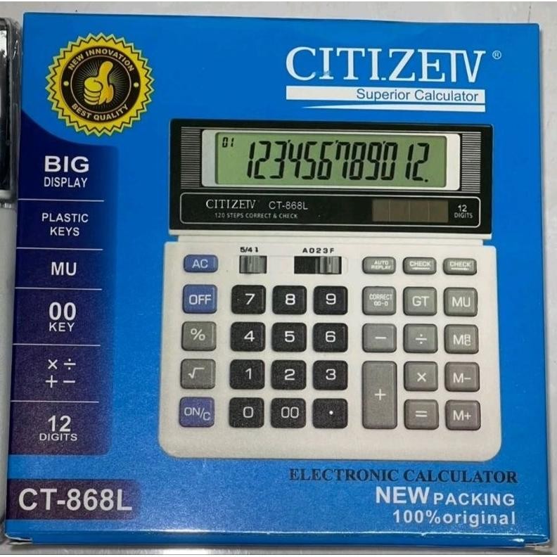 

Kalkulator CT-868-L/12Digit/2 Power energy/Kalkulator Bisnis Nugi