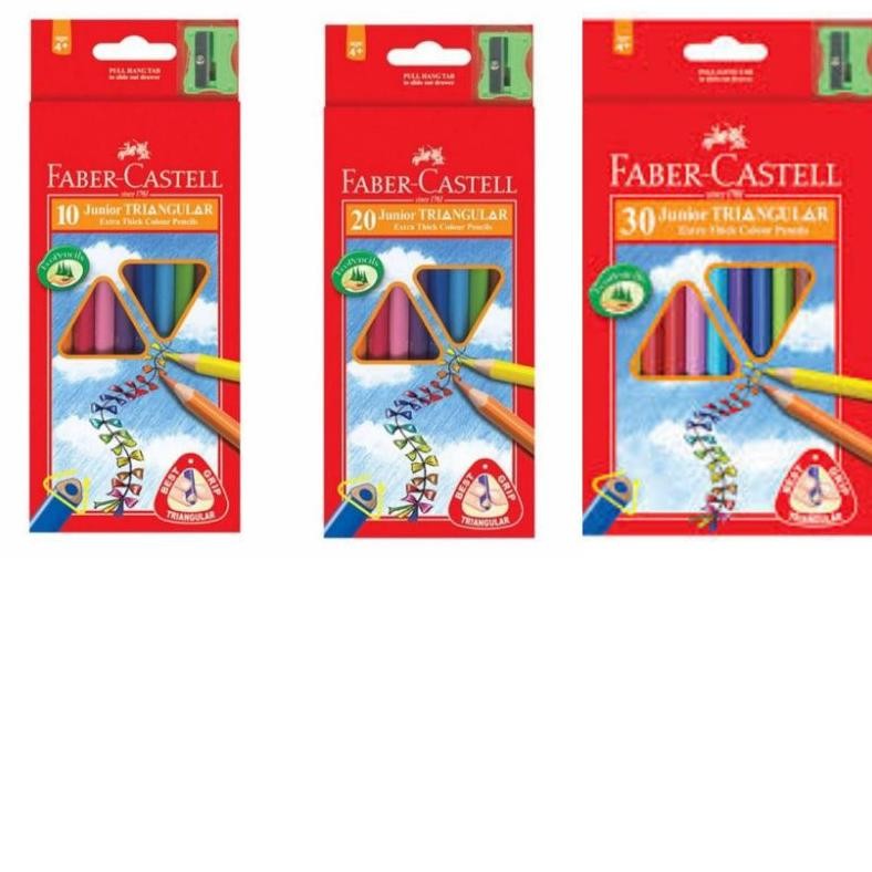 

FABER CASTELL JUNIOR TRIANGULAR GRIP COLOUR PENCIL SET 10 20 30 PENSIL WARNA SEGITIGA Nugi