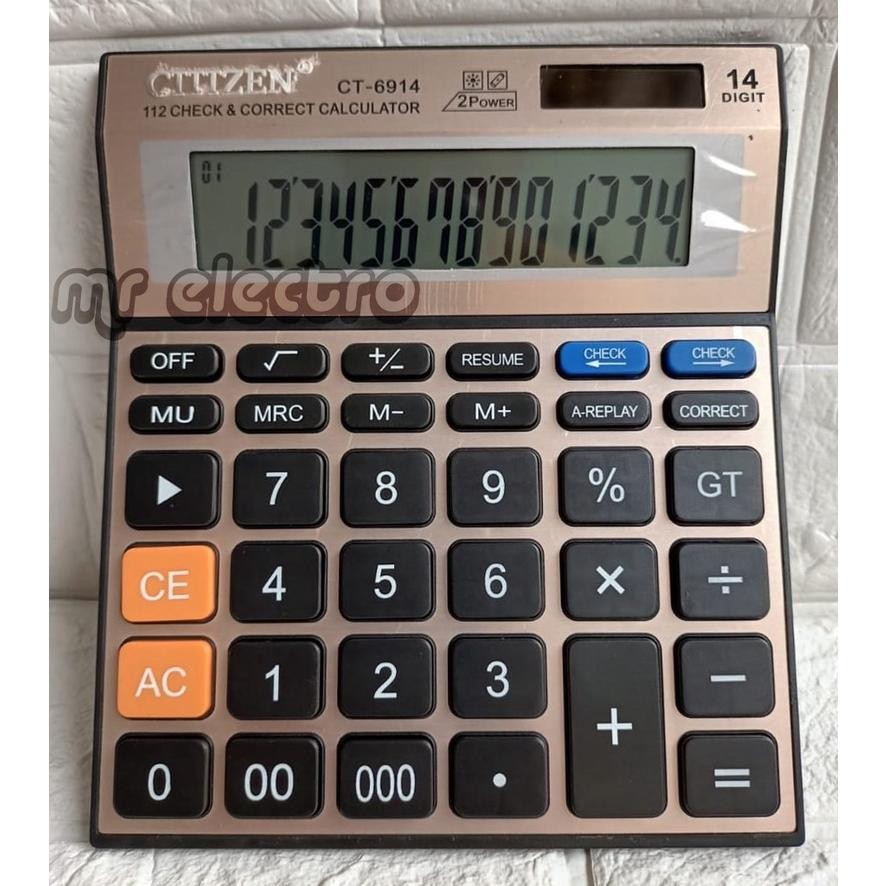 

kalkulator dagang 14digit - kalkulator meja - check dan correct - 6914 Nugi