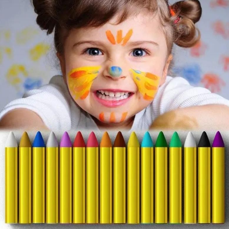 

16 Warna Crayon wajah dan badan Face painting anak make up kid crayon kid kids stick set krayon wajah body face paint Nugi